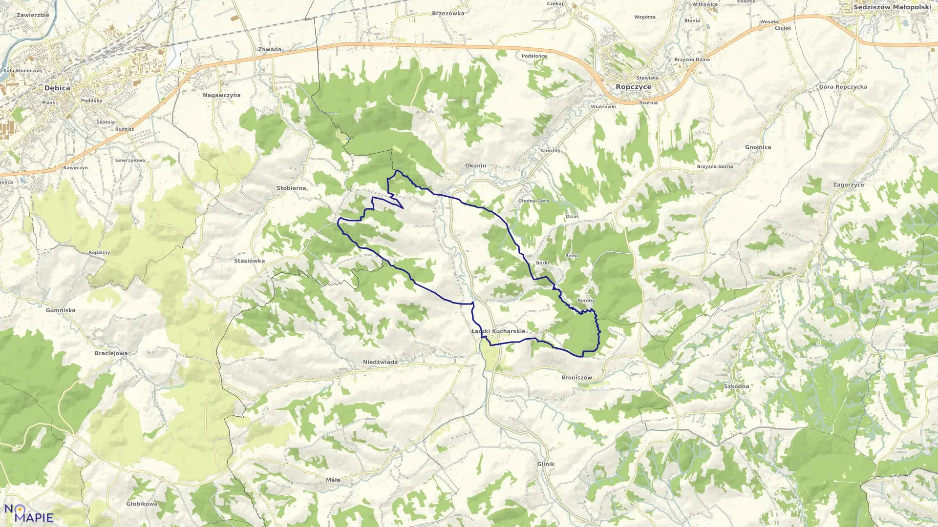 Mapa obrębu ŁĄCZKI KUCHARSKIE w gminie Ropczyce