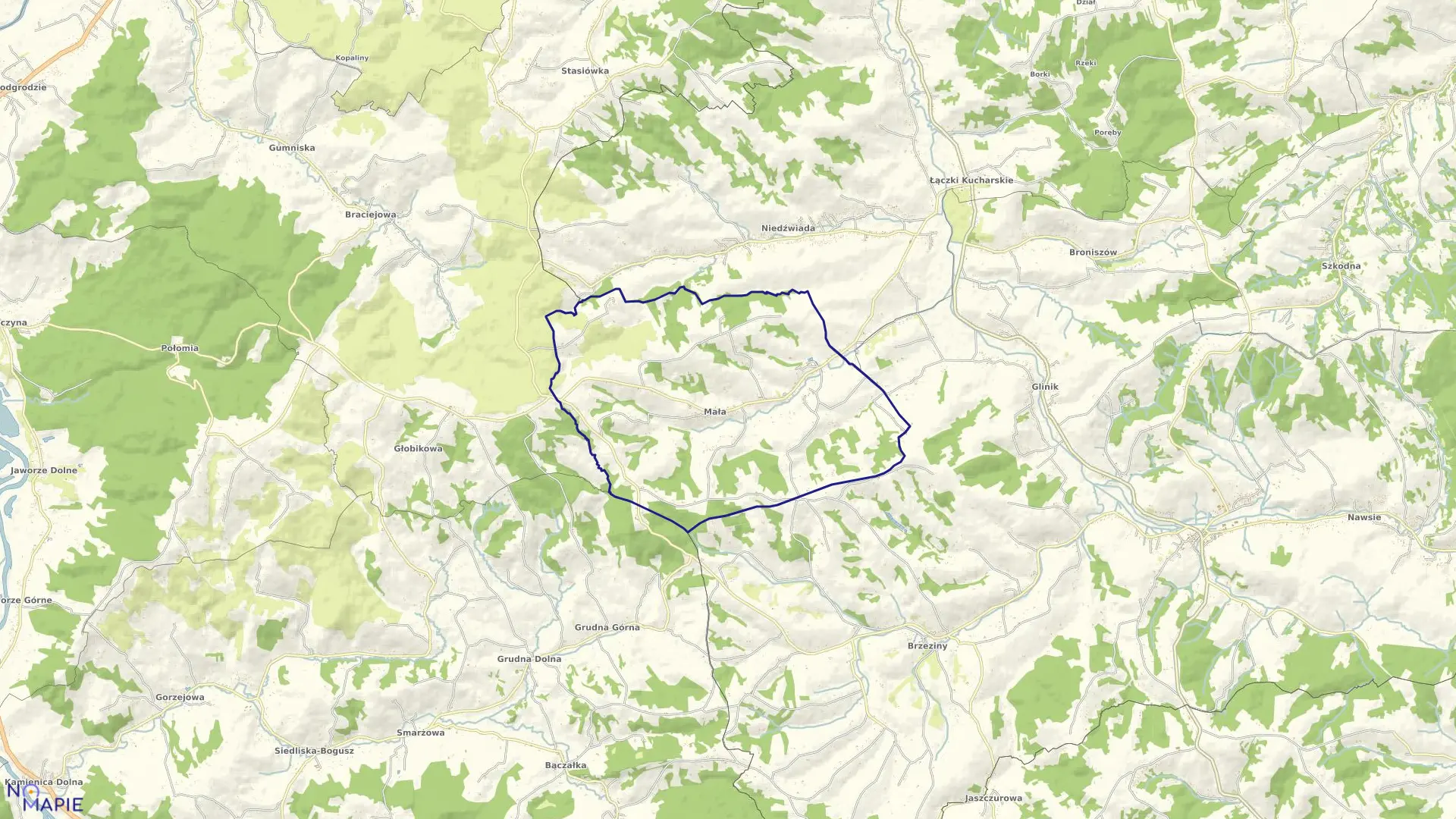 Mapa obrębu MAŁA w gminie Ropczyce