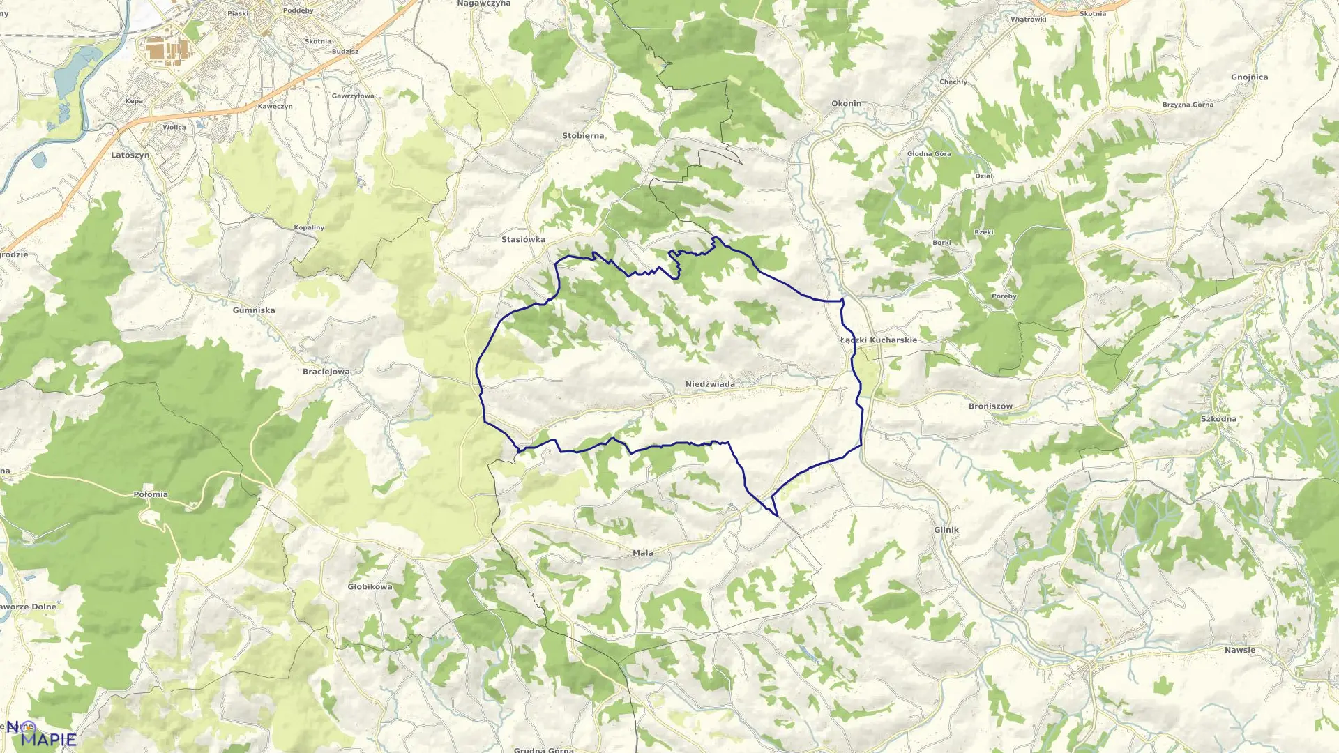 Mapa obrębu NIEDŹWIADA w gminie Ropczyce