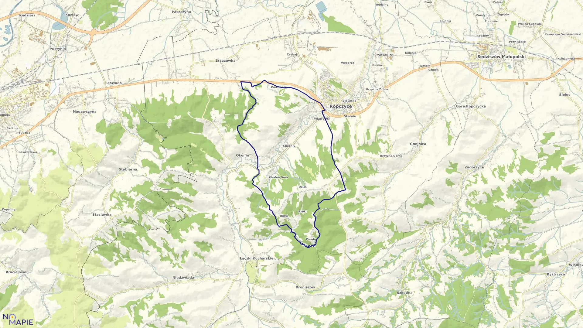 Mapa obrębu ROPCZYCE-CHECHŁY w gminie Ropczyce