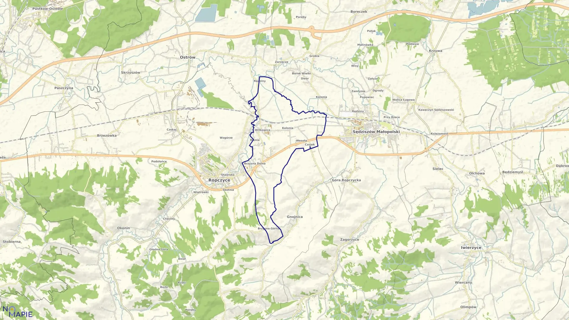Mapa obrębu ROPCZYCE-WITKOWICE w gminie Ropczyce